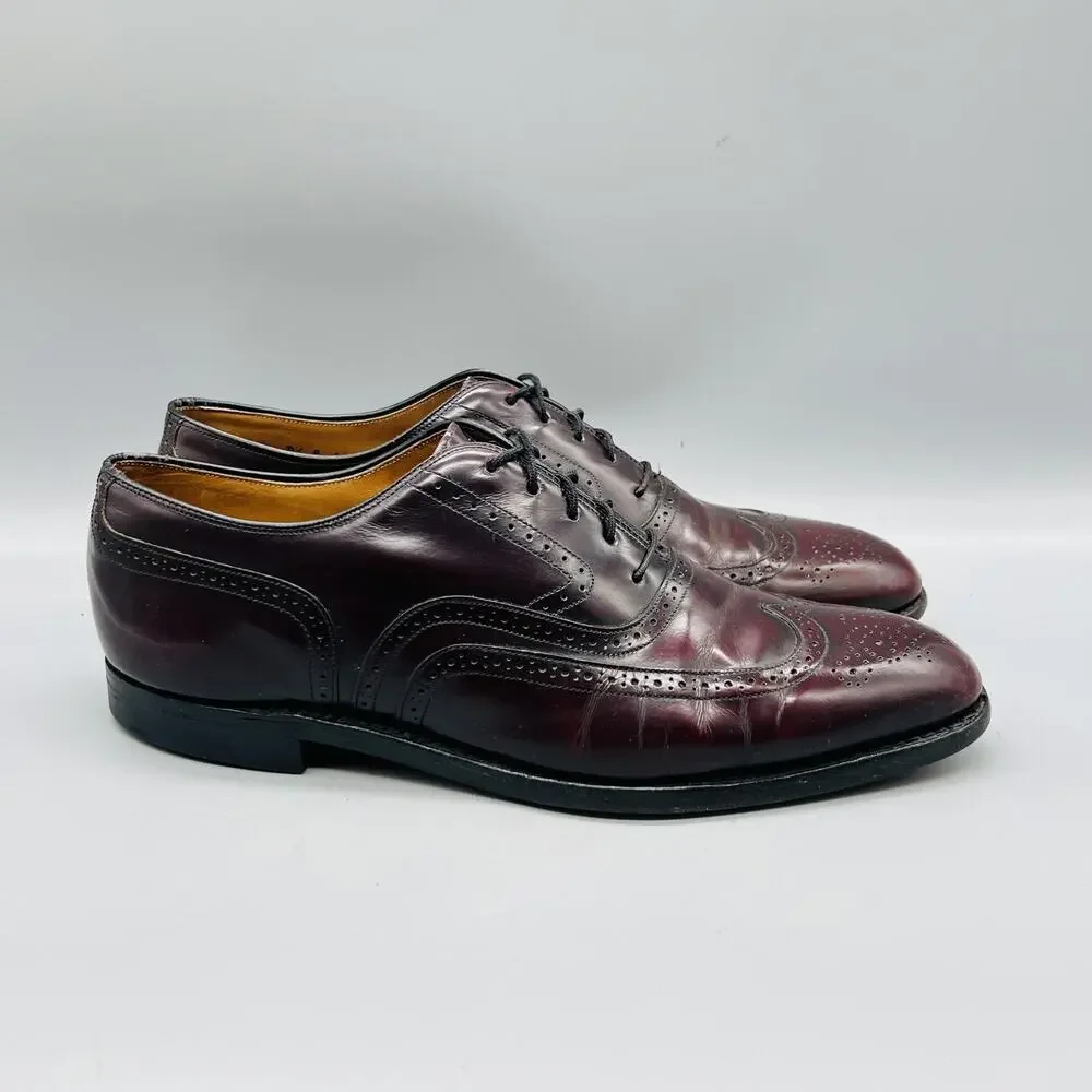 Johnston & Murphy Shoes Mens 9.5 Red Leather Limited Collection Wingtip Dress